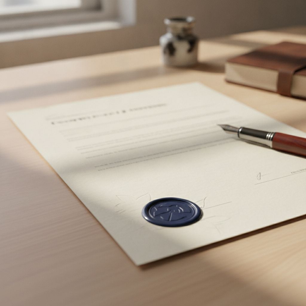 focused photo of Power of Attorney Notary document
